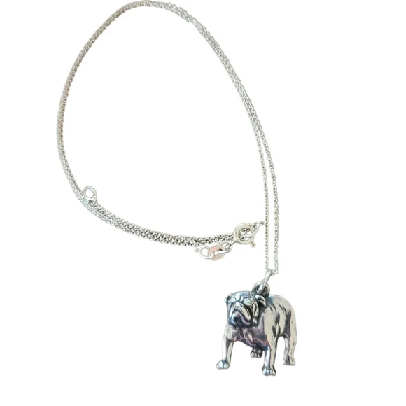 Retired James Avery .925 Silver Bulldog Pendant Charm Necklace